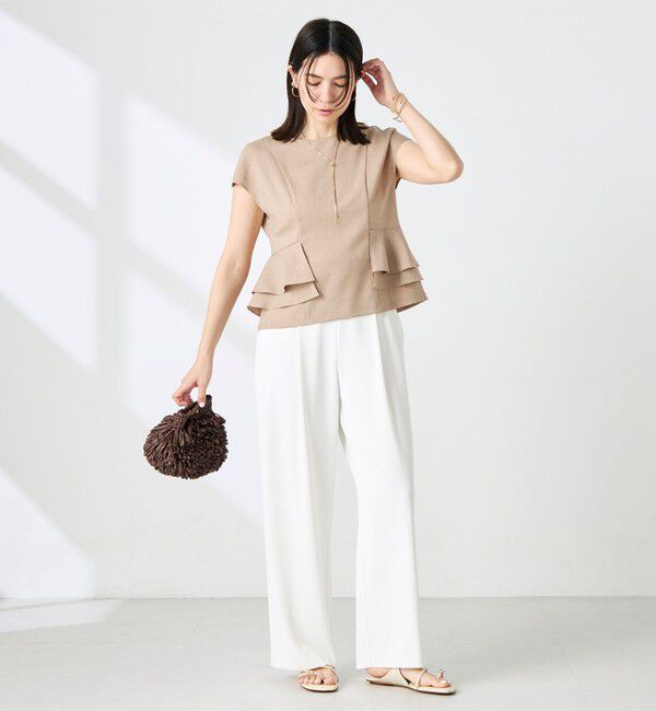 NOLLEY'S「ウォッシャブル麻調ペプラムブラウス」|シャツ・ブラウス|