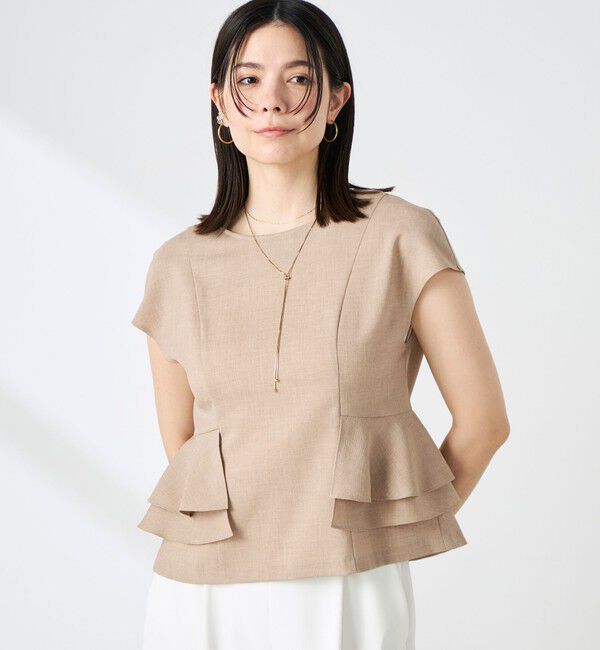 NOLLEY'S「ウォッシャブル麻調ペプラムブラウス」|シャツ・ブラウス|