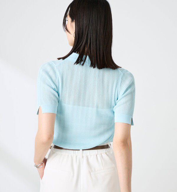 NOLLEY'S sophi「《手洗い可能》リブシアーオープンカラープルオーバー」|ニット・セーター|