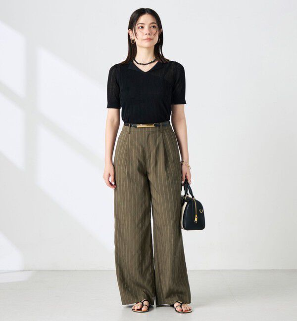 NOLLEY'S sophi「《手洗い可能》リブシアーオープンカラープルオーバー」|ニット・セーター|