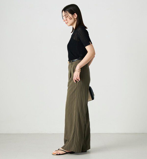 NOLLEY'S sophi「《手洗い可能》リブシアーオープンカラープルオーバー」|ニット・セーター|