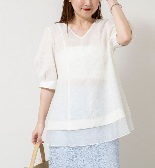 NOLLEY'S sophi「ウォッシャブルポコポコジャガードオーガンジープルオーバー」|シャツ・ブラウス|オフホワイト