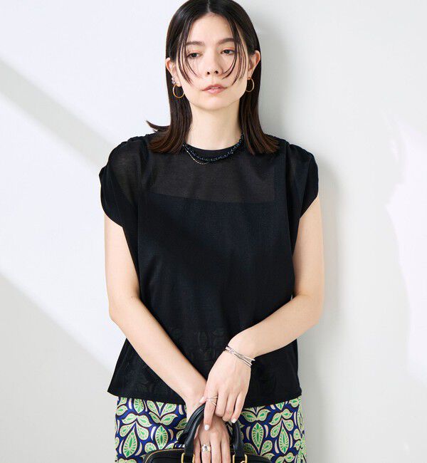 NOLLEY'S「ウォッシャブルシアードライコットンショルダーギャザープルオーバー」|Tシャツ・カットソー|