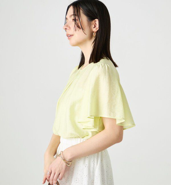 NOLLEY'S「ウォッシャブルリネン混袖フリルブラウス」|シャツ・ブラウス|