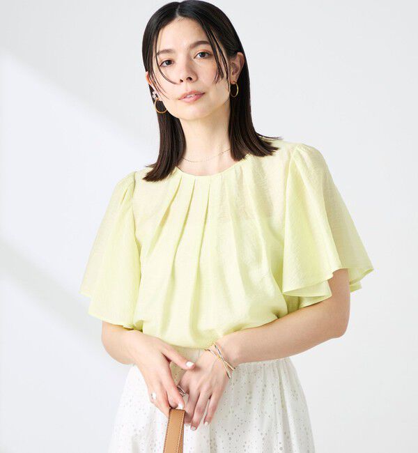 NOLLEY'S「ウォッシャブルリネン混袖フリルブラウス」|シャツ・ブラウス|