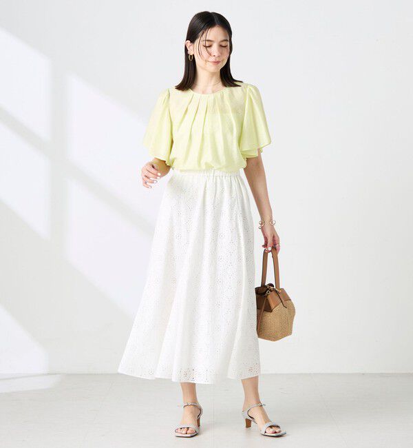 NOLLEY'S「ウォッシャブルリネン混袖フリルブラウス」|シャツ・ブラウス|