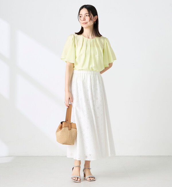 NOLLEY'S「ウォッシャブルリネン混袖フリルブラウス」|シャツ・ブラウス|