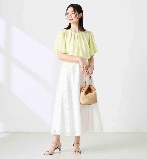 NOLLEY'S「ウォッシャブルリネン混袖フリルブラウス」|シャツ・ブラウス|