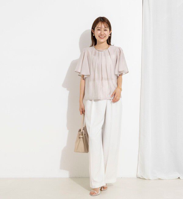 NOLLEY'S「ウォッシャブルリネン混袖フリルブラウス」|シャツ・ブラウス|
