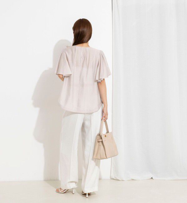 NOLLEY'S「ウォッシャブルリネン混袖フリルブラウス」|シャツ・ブラウス|