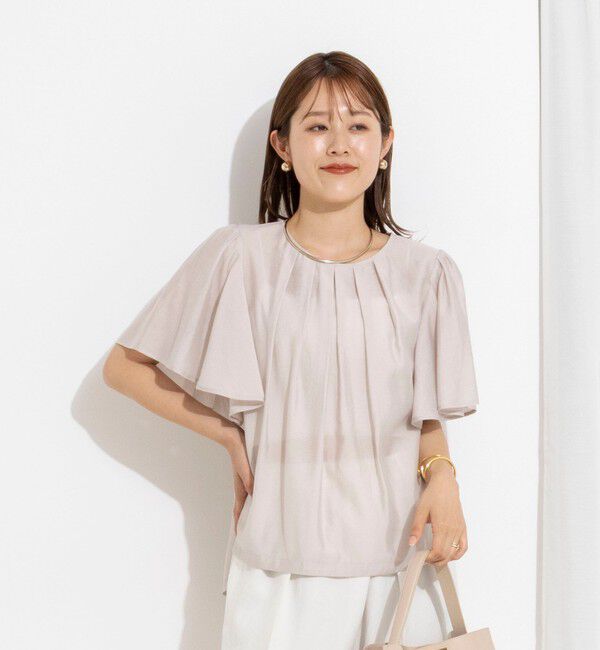 NOLLEY'S「ウォッシャブルリネン混袖フリルブラウス」|シャツ・ブラウス|