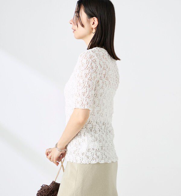 NOLLEY'S sophi「ウォッシャブルストレッチレース両前半袖カーデ」|カーディガン|