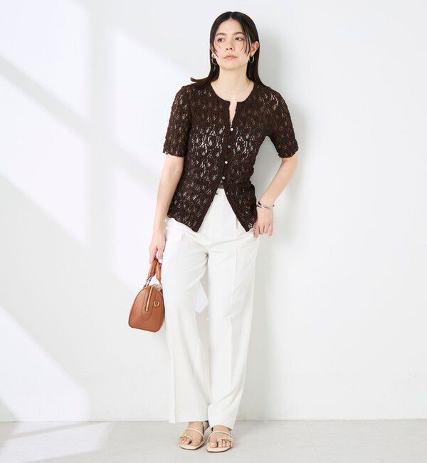 NOLLEY'S sophi「ウォッシャブルストレッチレース両前半袖カーデ」|カーディガン|