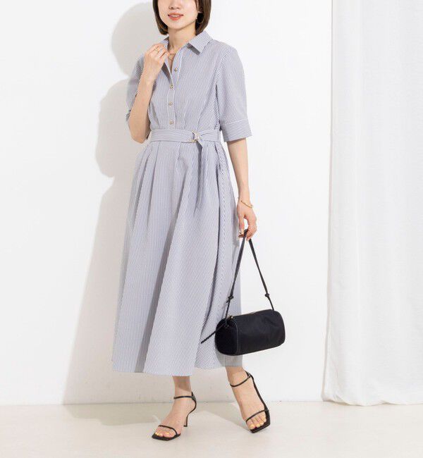 NOLLEY'S sophi「ウォッシャブルサッカーシャツワンピース」|ワンピース|ネイビー系3