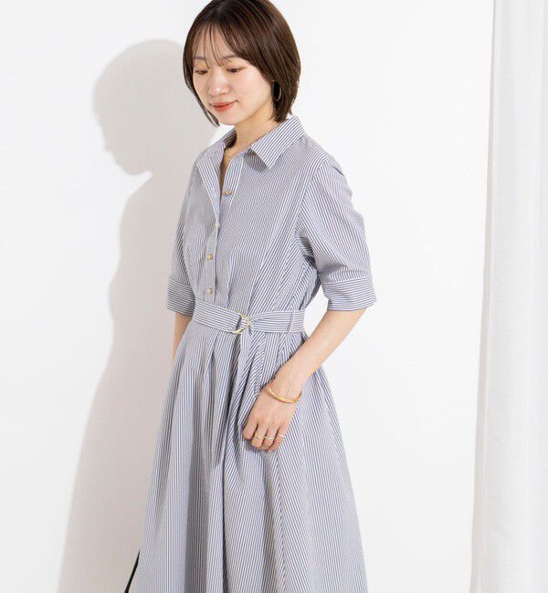 NOLLEY'S sophi「ウォッシャブルサッカーシャツワンピース」|ワンピース|