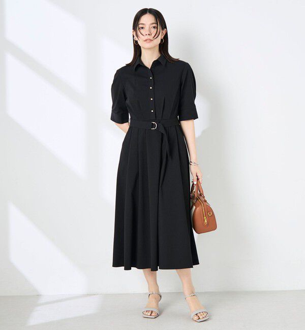 NOLLEY'S sophi「ウォッシャブルサッカーシャツワンピース」|ワンピース|ブラック