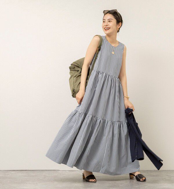 MAQWEL「【MAQWEL/マクウェル】ウォッシャブルチェックワンピース」|ワンピース|ネイビー系4