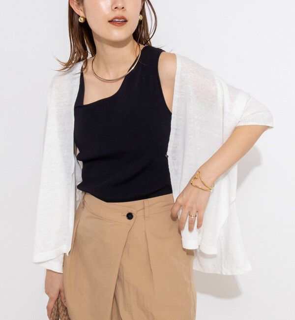 NOLLEY'S「《手洗い可能》フレンチリネンボレロカーデ」|カーディガン|オフホワイト