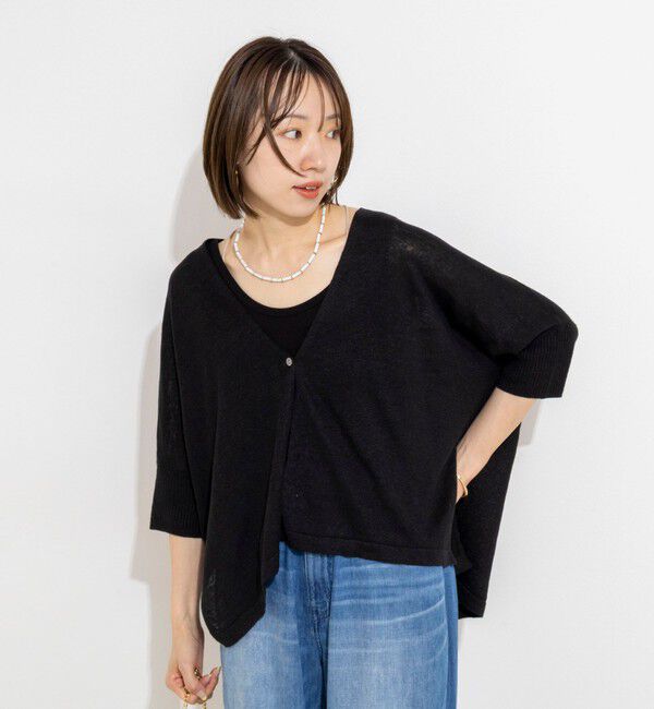 NOLLEY'S「《手洗い可能》フレンチリネンボレロカーデ」|カーディガン|