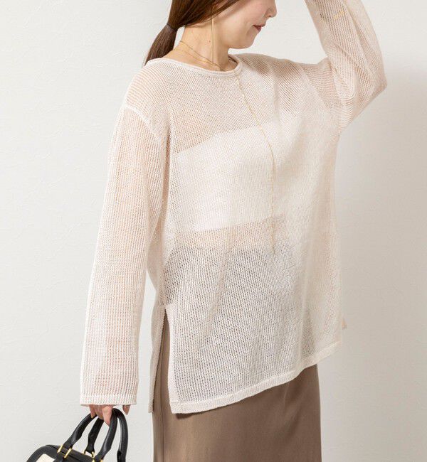 NOLLEY'S sophi「《手洗い可能》麻混針抜き天竺プルオーバー」|ニット・セーター|オフホワイト