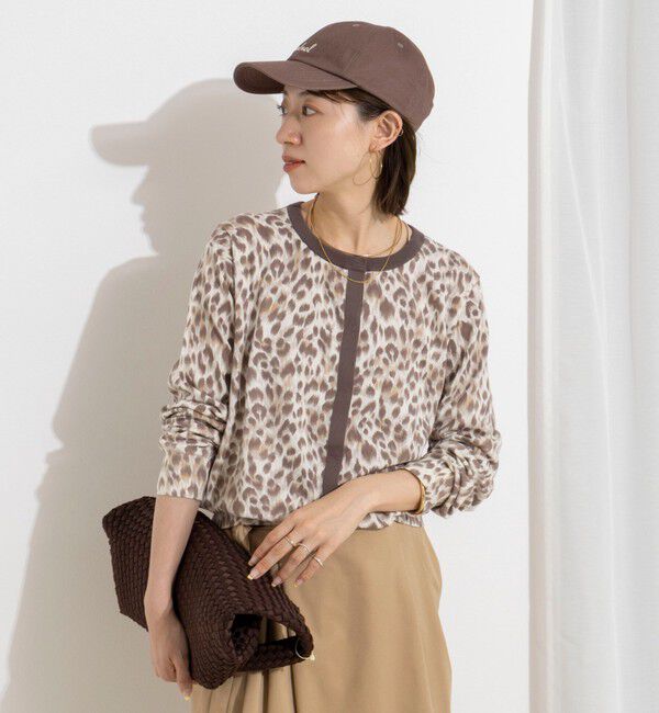 Rie Miller「《手洗い可能》レオパードプリントクルーカーディガン」|カーディガン|