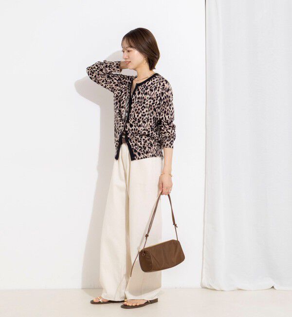 Rie Miller「《手洗い可能》レオパードプリントクルーカーディガン」|カーディガン|