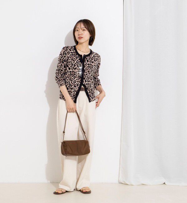 Rie Miller「《手洗い可能》レオパードプリントクルーカーディガン」|カーディガン|