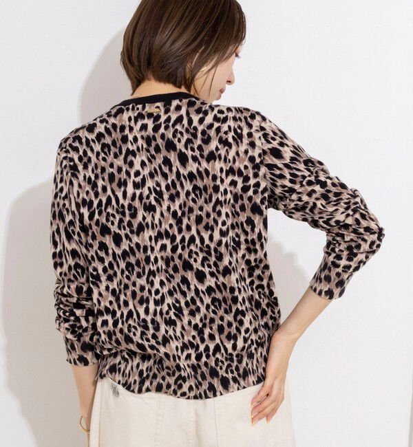 Rie Miller「《手洗い可能》レオパードプリントクルーカーディガン」|カーディガン|