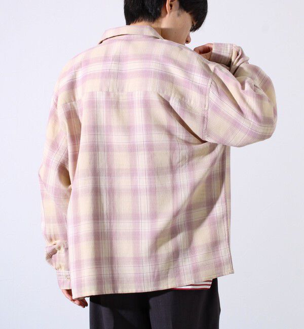 GLOSTER「【残暑にも快適なさらっとシャツ】ワッフルチェック ロングスリーブシャツ オンブレチェック」|シャツ・ブラウス|