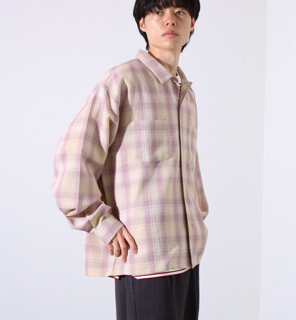 GLOSTER「【残暑にも快適なさらっとシャツ】ワッフルチェック ロングスリーブシャツ オンブレチェック」|シャツ・ブラウス|