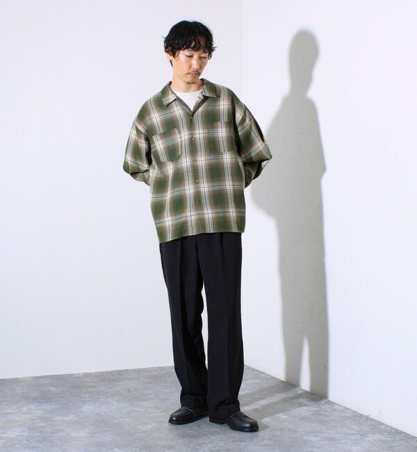 GLOSTER「【残暑にも快適なさらっとシャツ】ワッフルチェック ロングスリーブシャツ オンブレチェック」|シャツ・ブラウス|