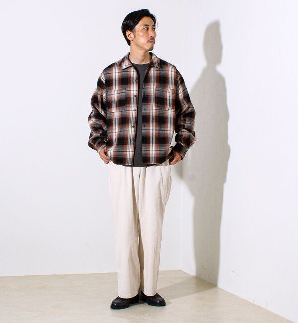 GLOSTER「【残暑にも快適なさらっとシャツ】ワッフルチェック ロングスリーブシャツ オンブレチェック」|シャツ・ブラウス|