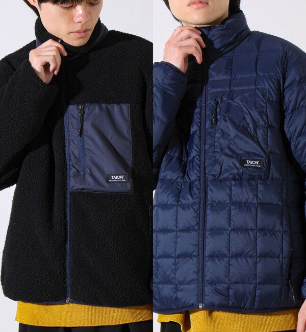 GLOSTER「【2WAYで着回せる】【UNISEX】GLOSTER配色別注 TAIONボア&times;ダウンブルゾン」|ダウン|ブラック