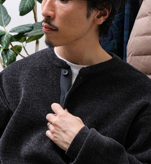 GLOSTER「【昨年人気アイテム再登場！チクチクしないニット】モールバックボーダー ヘンリーネックニット」|ニット・セーター|
