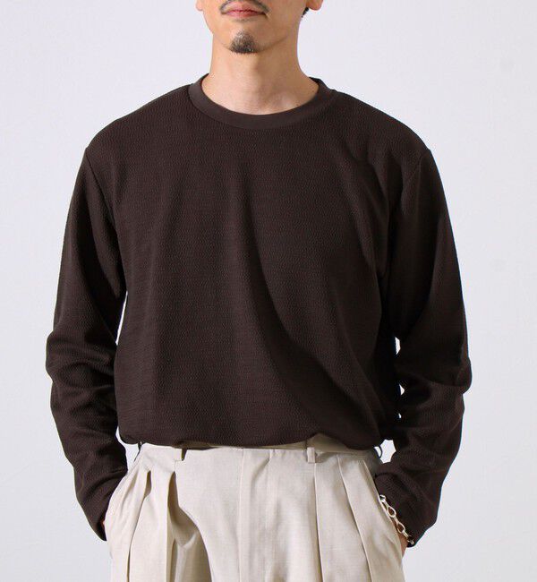 GLOSTER「【シリーズ累計人気】【ジャケットのインナーにおすすめ】ふくれジャガードロンT」|Tシャツ・カットソー|