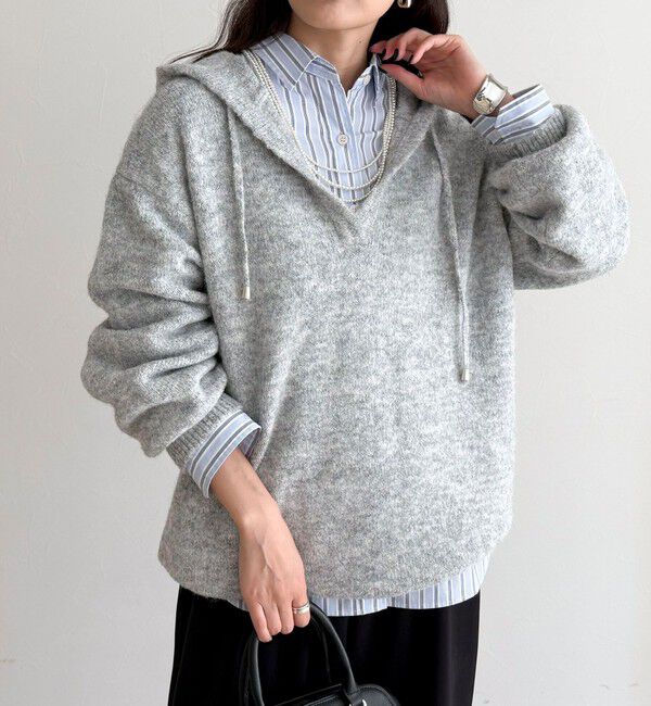 fredy emue「フード付きニットプルオーバー」|ニット・セーター|
