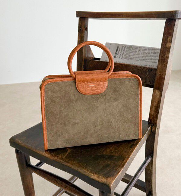 fredy emue「スエード配色ボックスボストンバッグ」|ショルダー・メッセンジャー|オリーブ