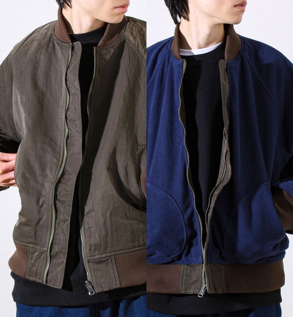 GLOSTER「【ナイロン&times;フリース】2WAY リバーシブルボンバージャケット MA-1 UNISEX」|ブルゾン・スタジャン|カーキ