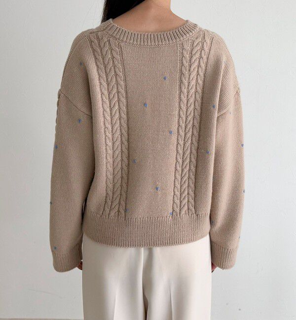 fredy emue「ハート刺繍柄編みニットプルオーバー」|ニット・セーター|