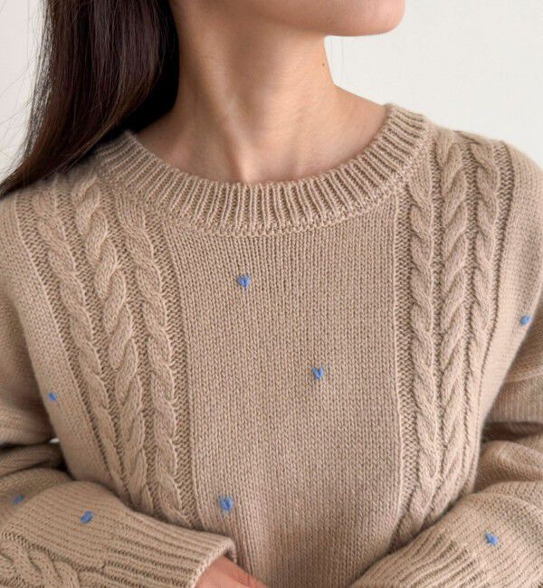 fredy emue「ハート刺繍柄編みニットプルオーバー」|ニット・セーター|