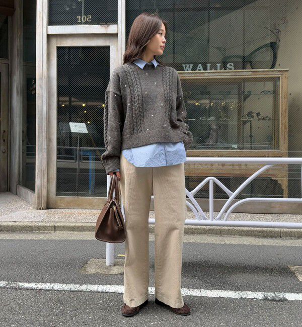 fredy emue「ハート刺繍柄編みニットプルオーバー」|ニット・セーター|