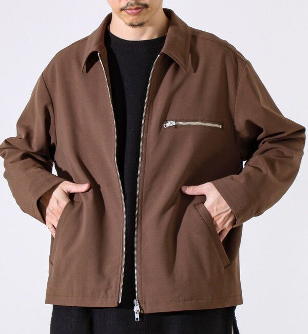 GLOSTER「【セットアップ対応】ウールライクジップジャケット」|ブルゾン・スタジャン|ブラウン