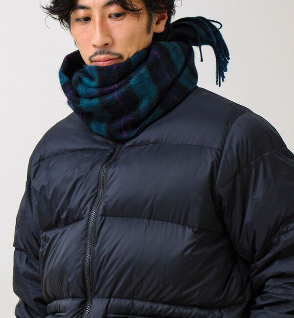 GLOSTER「【カシミヤブレンド】ウールリバーシブルチェックマフラー」|マフラー|ブルー系その他5