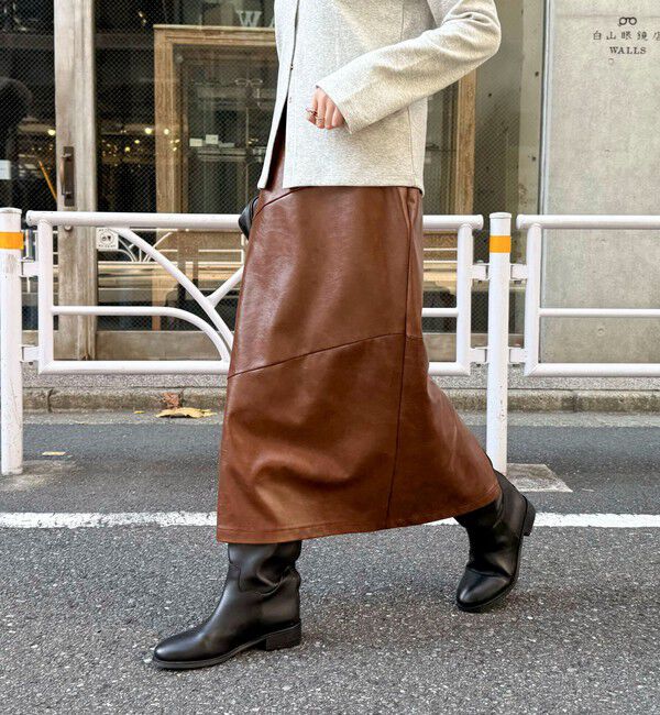 fredy emue「ヴィンテージライクレザースカート」|スカート|ブラウン