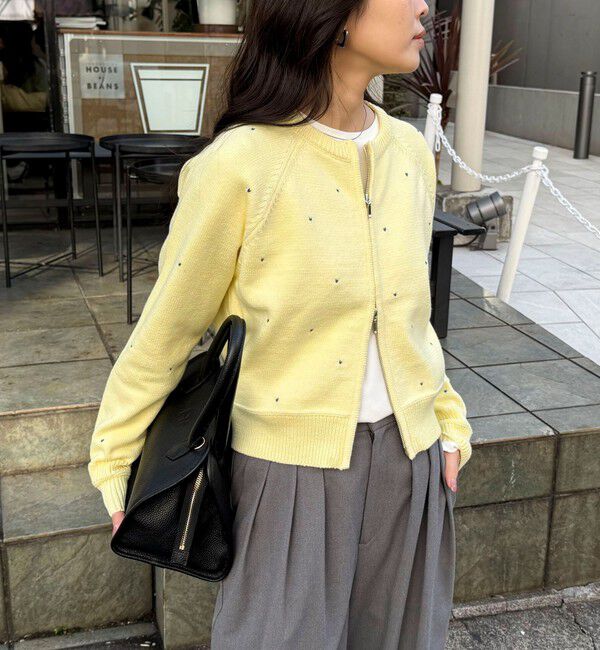 fredy emue「ハンド刺しゅうハートZIPカーディガン」|カーディガン|