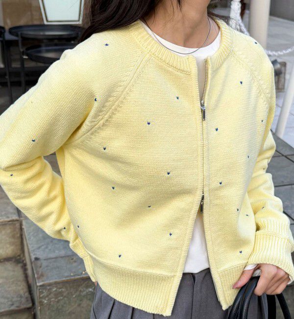 fredy emue「ハンド刺しゅうハートZIPカーディガン」|カーディガン|