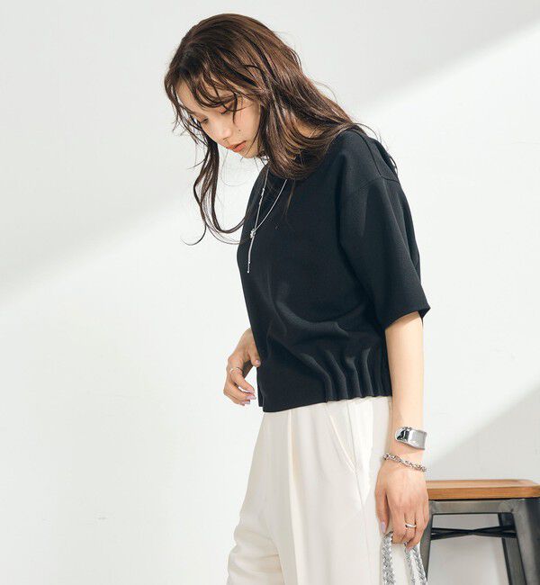 fredy emue「カットジョーゼット5分袖プルオーバー」|Tシャツ・カットソー|