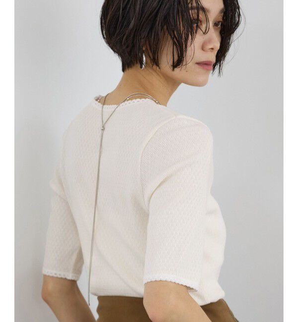 SALON adam et rope'「【Angie La La for SALON】GENTLE intimate レースVネックプルオーバー」|Tシャツ・カットソー|