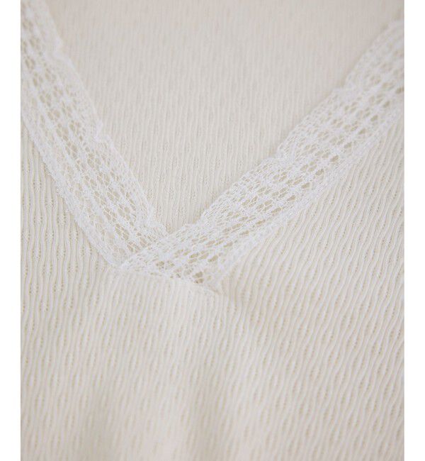 SALON adam et rope'「【Angie La La for SALON】GENTLE intimate レースVネックプルオーバー」|Tシャツ・カットソー|