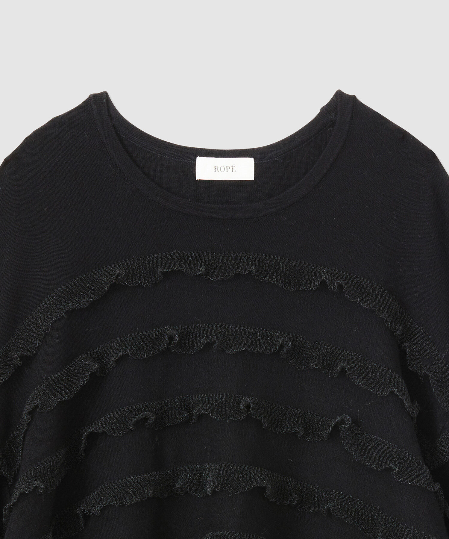 ROP&Eacute;「フリルボーダーニットショートプルオーバー」|ニット・セーター|